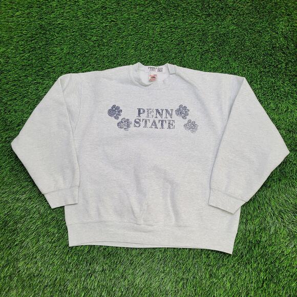 Vintage 90s Penn-State Sweatshirt Women Large 23x24 Gray USA - Picture 1 of 15